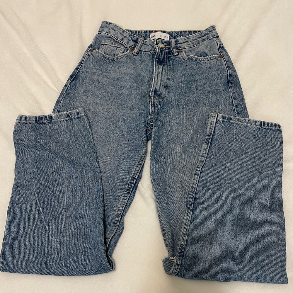 Zara High Rise Ripped Jeans